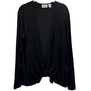 Chicos Travelers Women's Cardigan Jacket Size XL Tie Front Long Sleeve Stretch